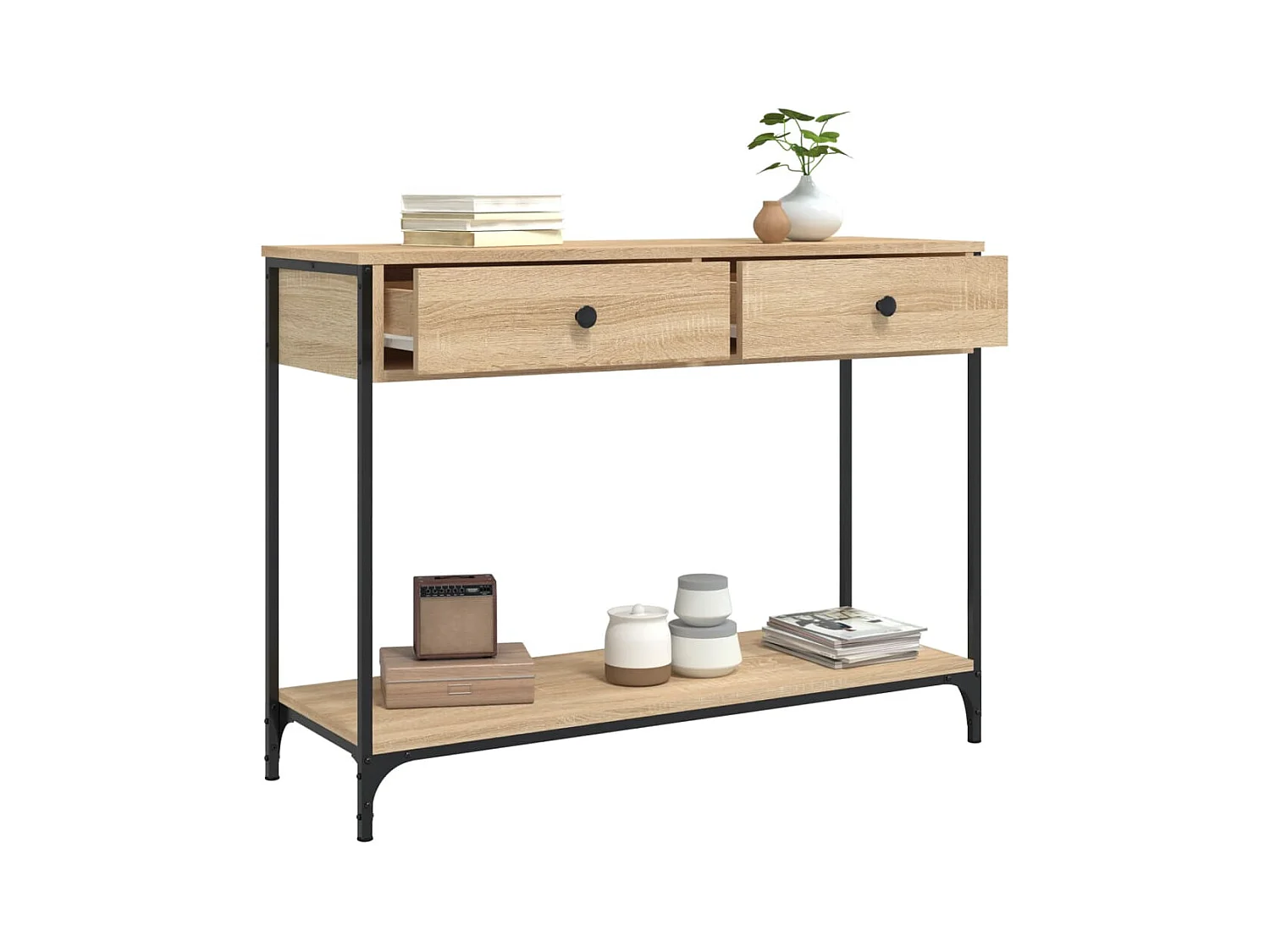 Table console chêne sonoma 100x34,5x75 cm bois d'ingénierie