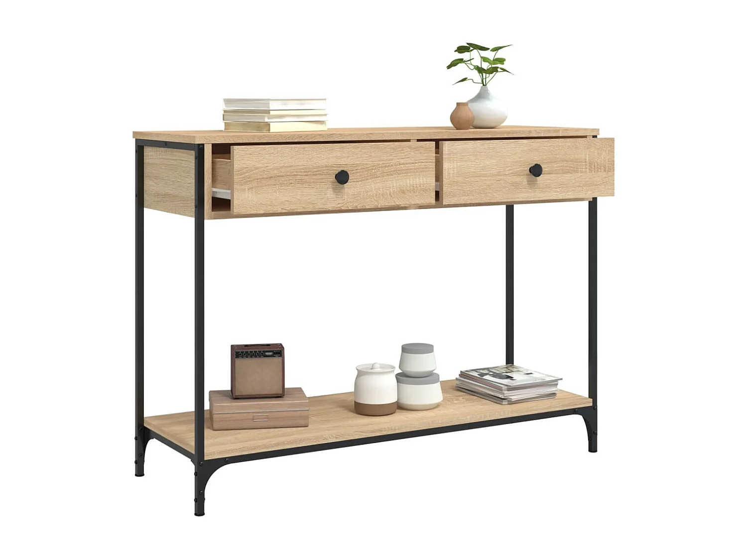 Table console chêne sonoma 100x34,5x75 cm bois d'ingénierie