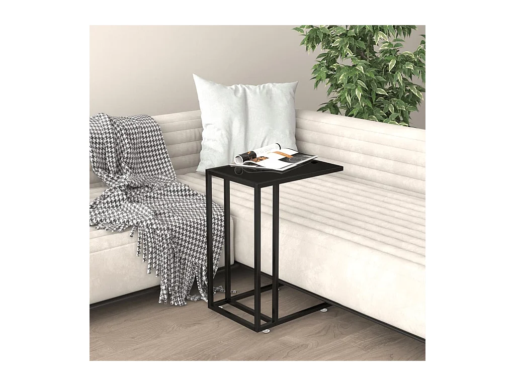 Schwarzer Computer-Beistelltisch 50x35x65 cm Hartglas