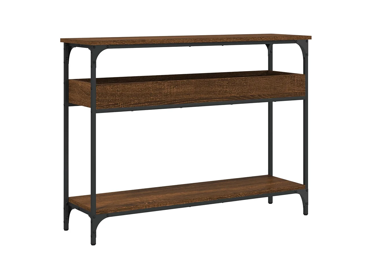 Consola con estante roble marrón 100x29x75 cm