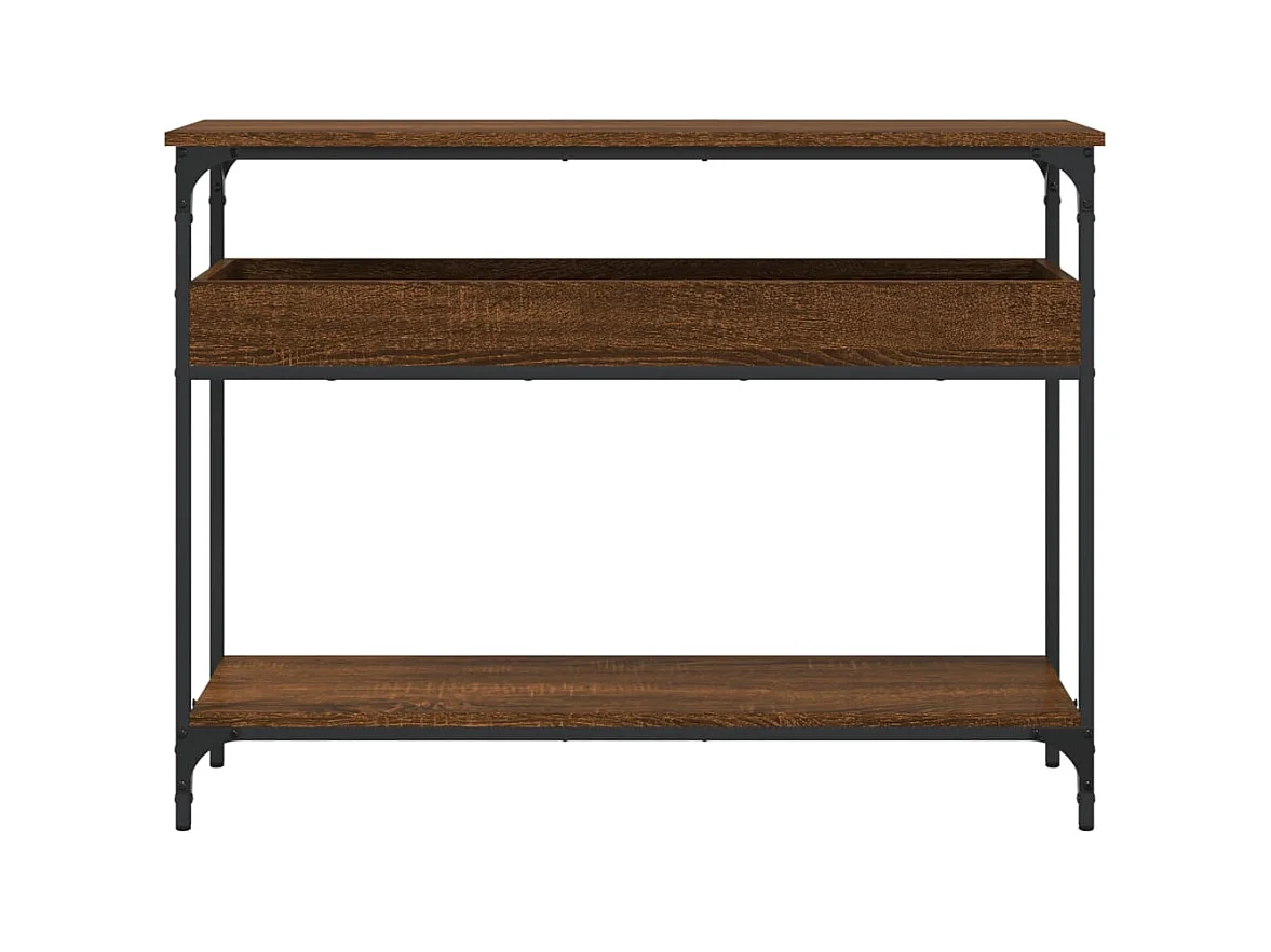 Consola con estante roble marrón 100x29x75 cm