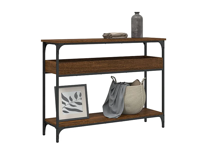 Tavolo consolle con ripiano rovere marrone 100x29x75 cm