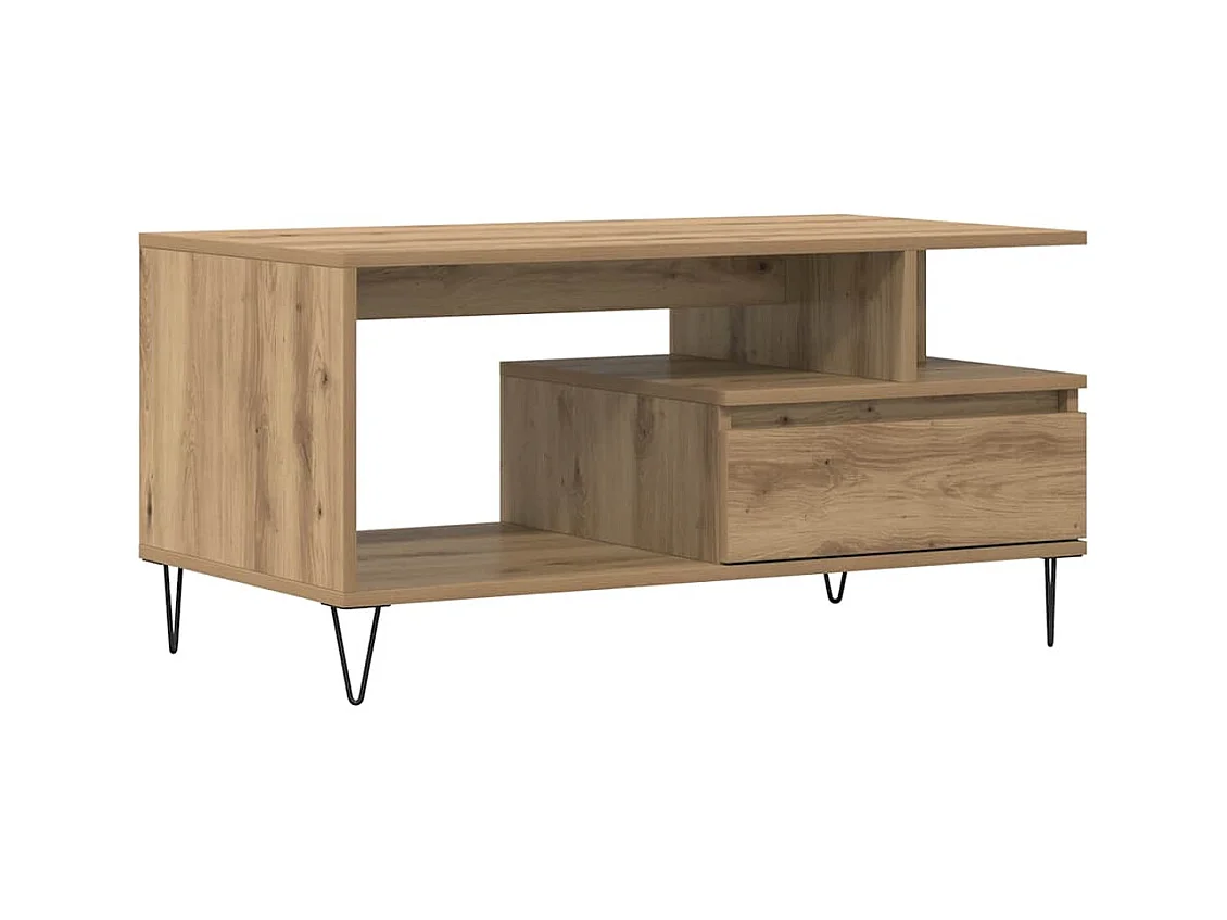 Handgefertigter Couchtisch aus Eiche 90x49x45 cm Holzwerkstoff