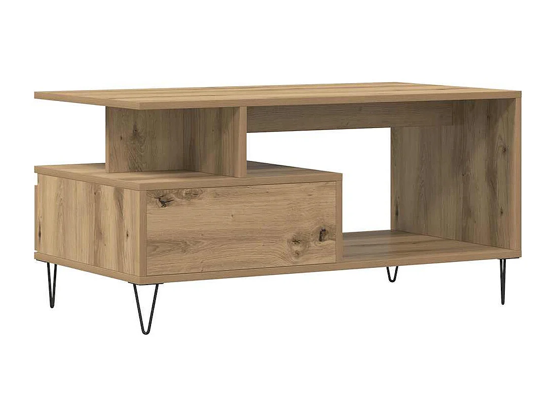 Handgefertigter Couchtisch aus Eiche 90x49x45 cm Holzwerkstoff