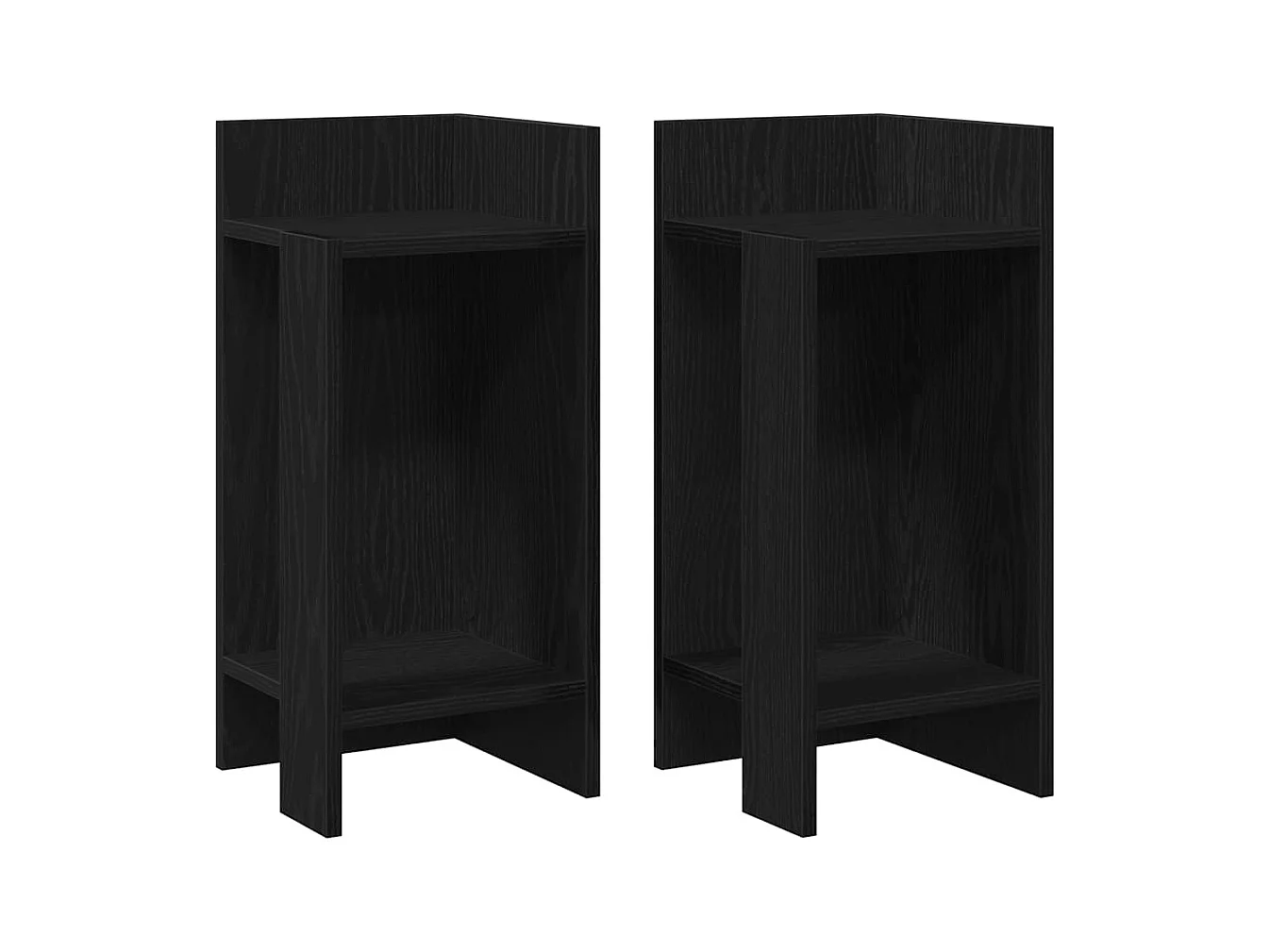 Tables d'appoint 2 pcs avec étagère noir 25,5x27x60 cm