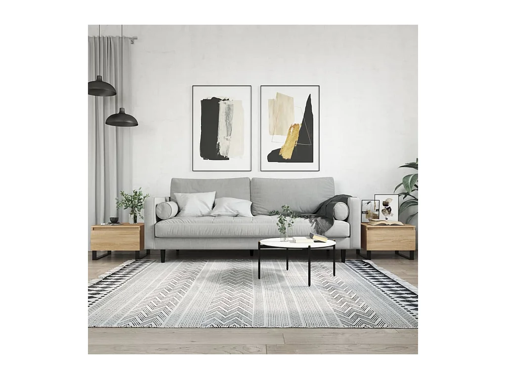 Tavolini da caffè 2 pezzi in rovere sonoma 50x46x35 cm in legno ingegnerizzato