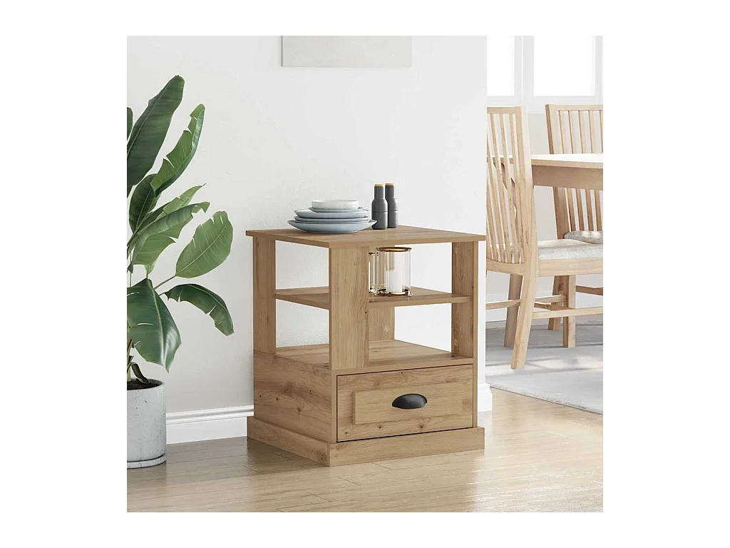 Cabinet de chevet avec tiroir chêne artisanal 50 x 50 x 60 cm