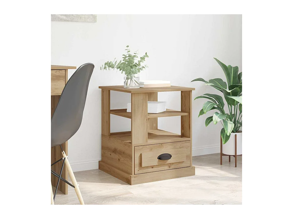 Cabinet de chevet avec tiroir chêne artisanal 50 x 50 x 60 cm