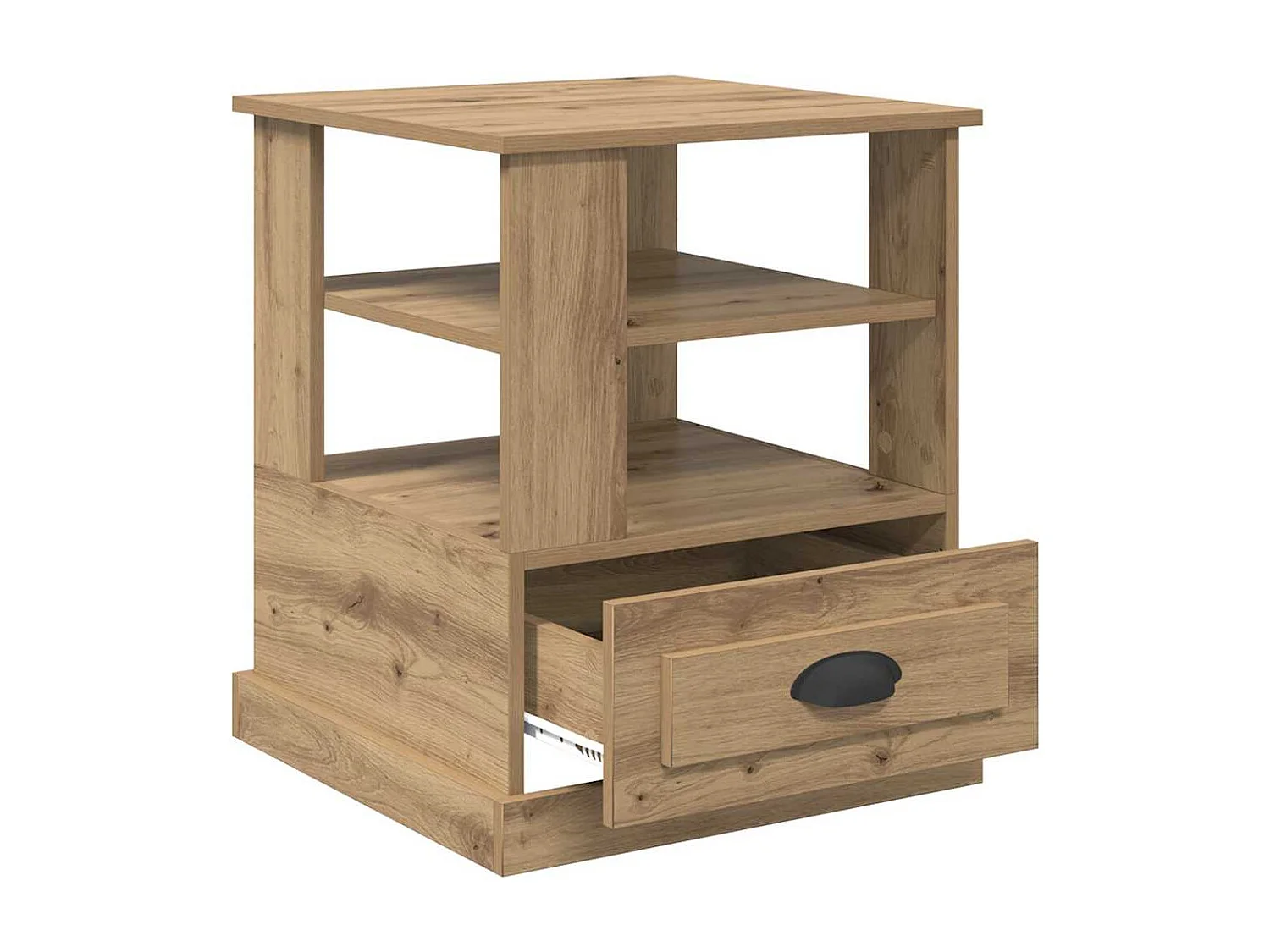 Comodino con cassetto, rovere lavorato a mano, 50 x 50 x 60 cm