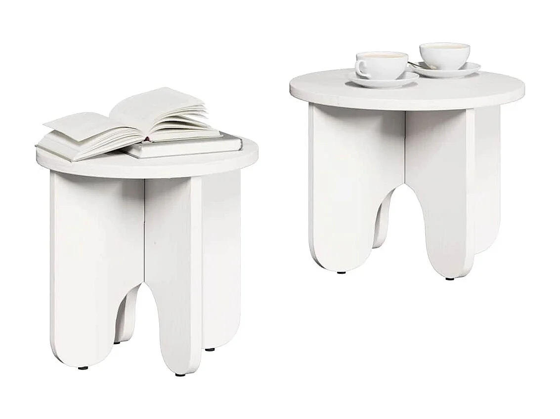 Salontafel 2 stuks Wit 39,5 x 39,5 x 30 cm Massief grenenhout