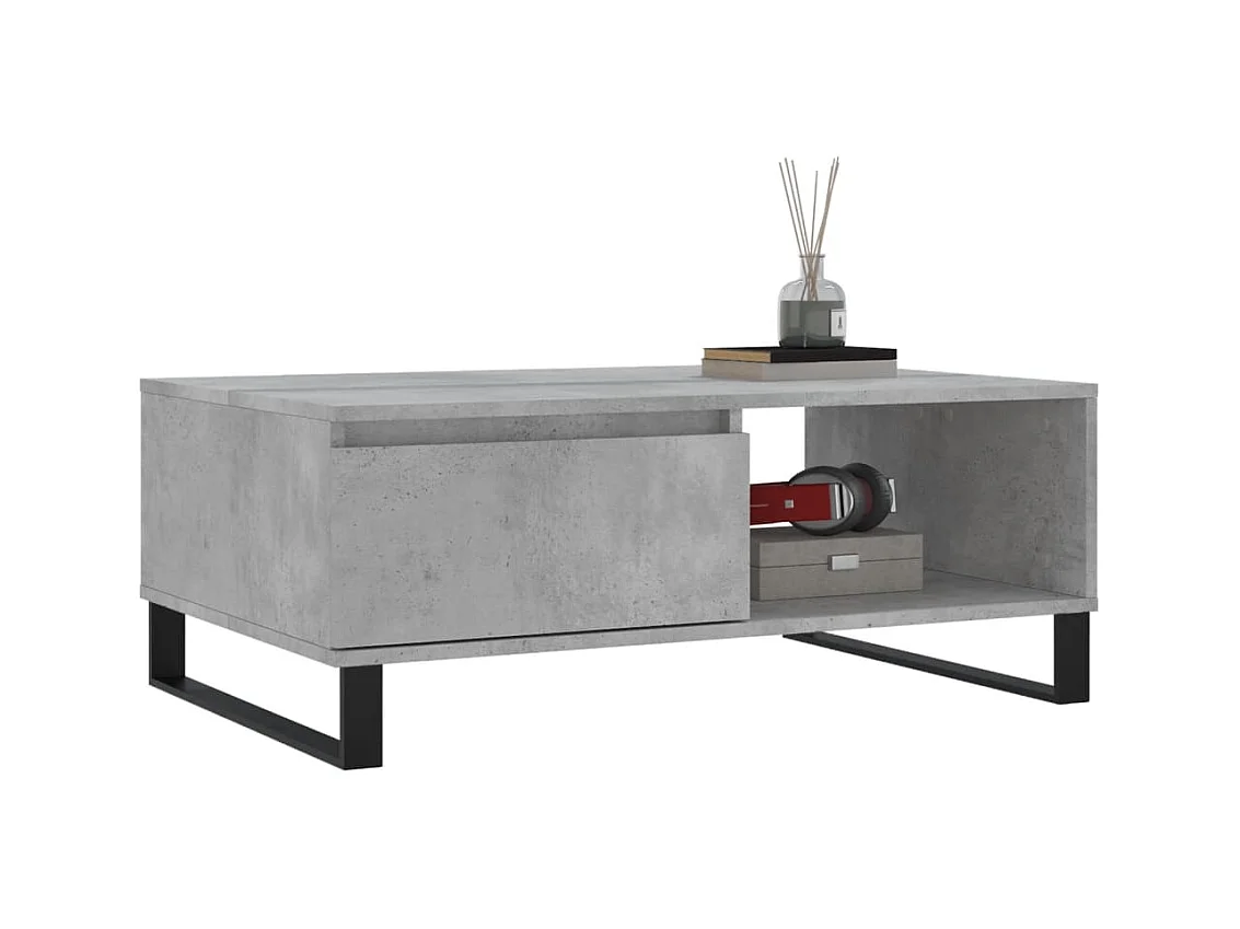 Mesa de centro gris hormigón 90x60x35 cm madera de ingeniería