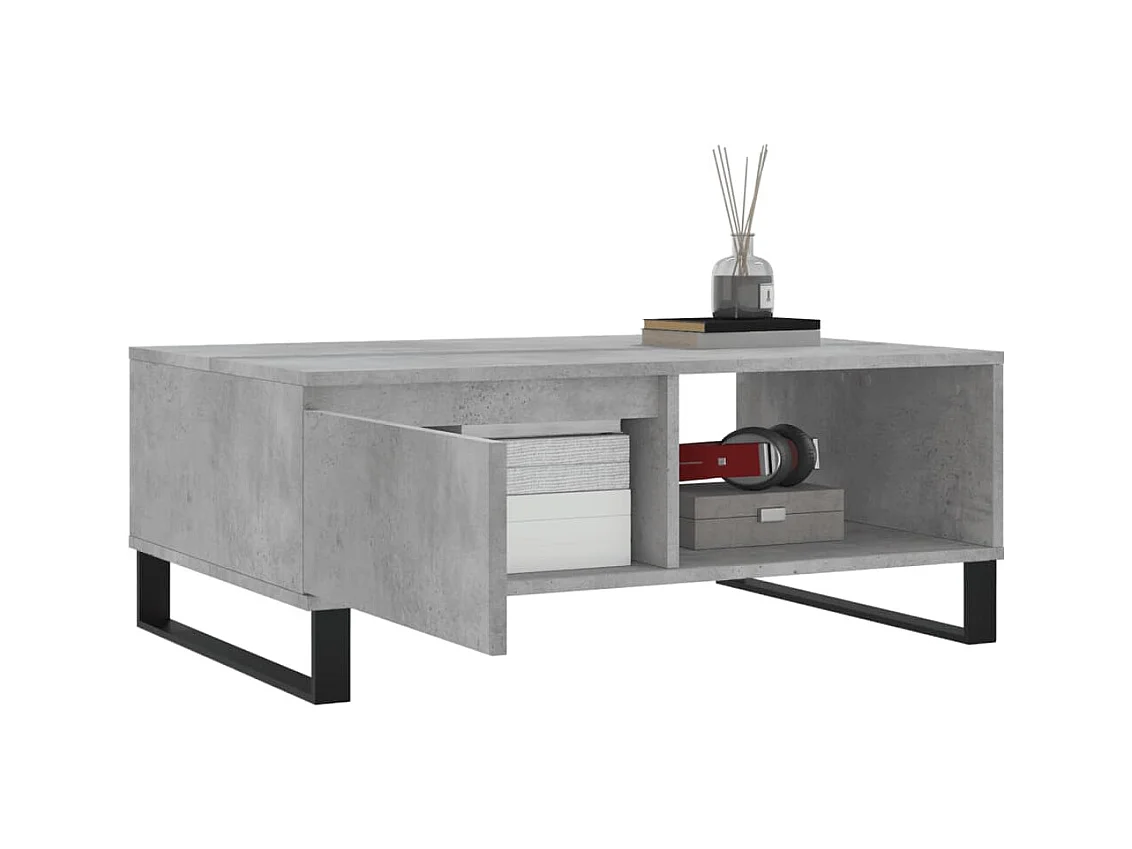 Mesa de centro gris hormigón 90x60x35 cm madera de ingeniería