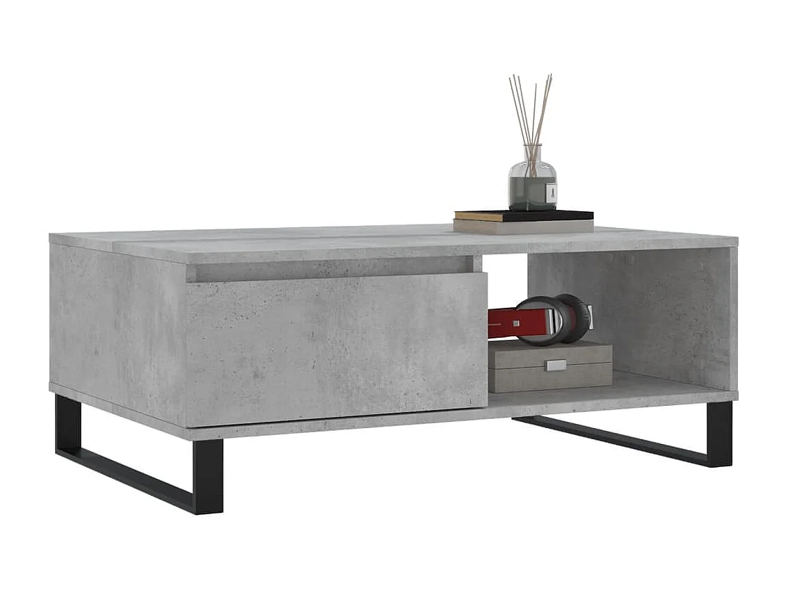 Table basse gris béton 90x60x35 cm bois d'ingénierie