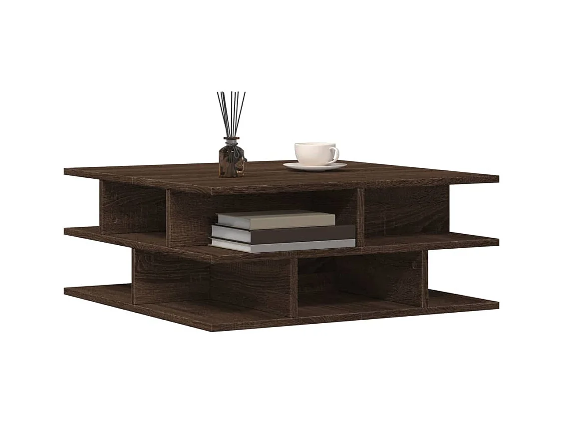 Salontafel bruin eiken 70x70x29 cm bewerkt hout