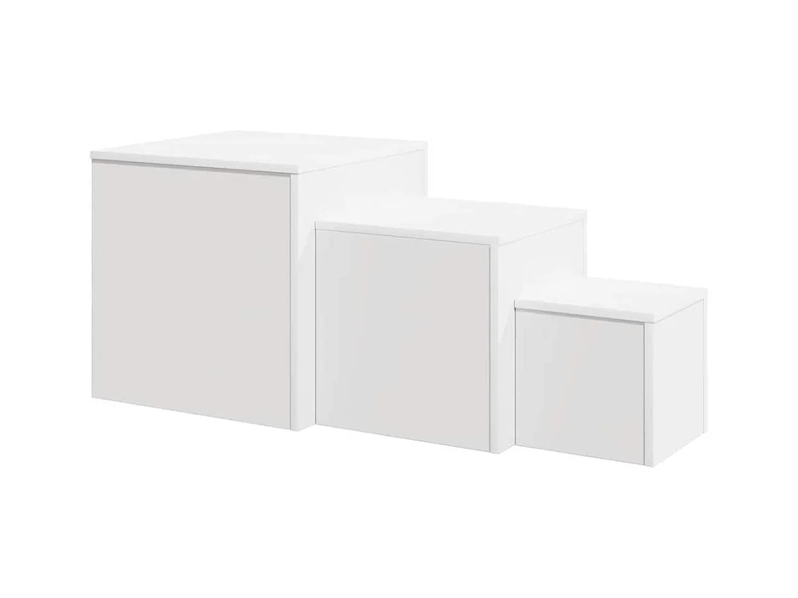 Tables d'appoint 3 pcs Blanc Bois d’ingénierie