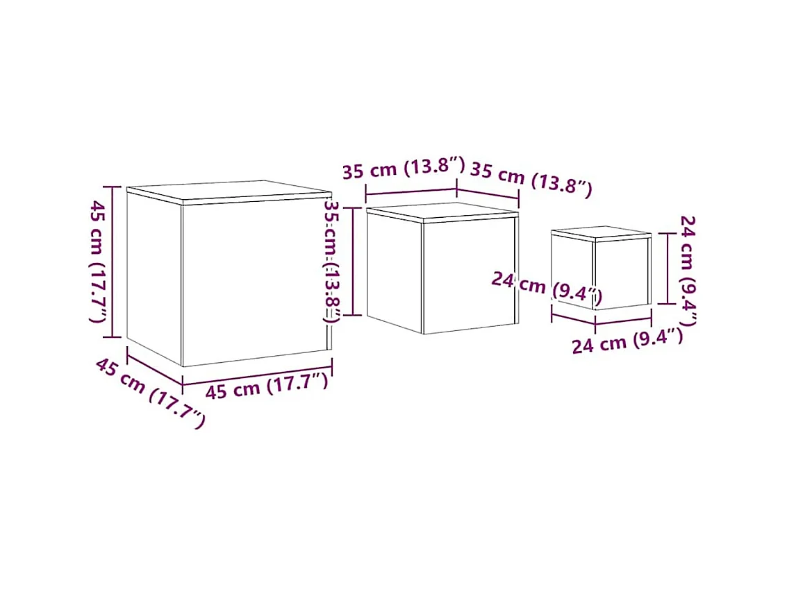 Tables d'appoint 3 pcs Blanc Bois d’ingénierie