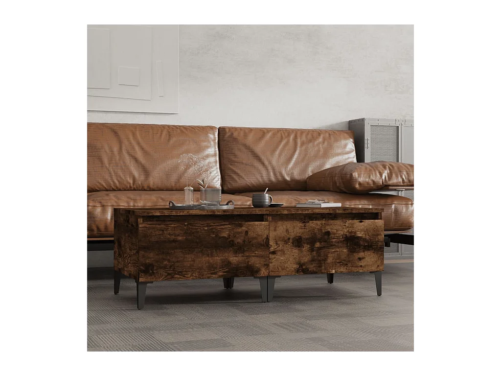 Tavolini laterali 2 pezzi Rovere affumicato 50x46x35 cm Legno ingegnerizzato