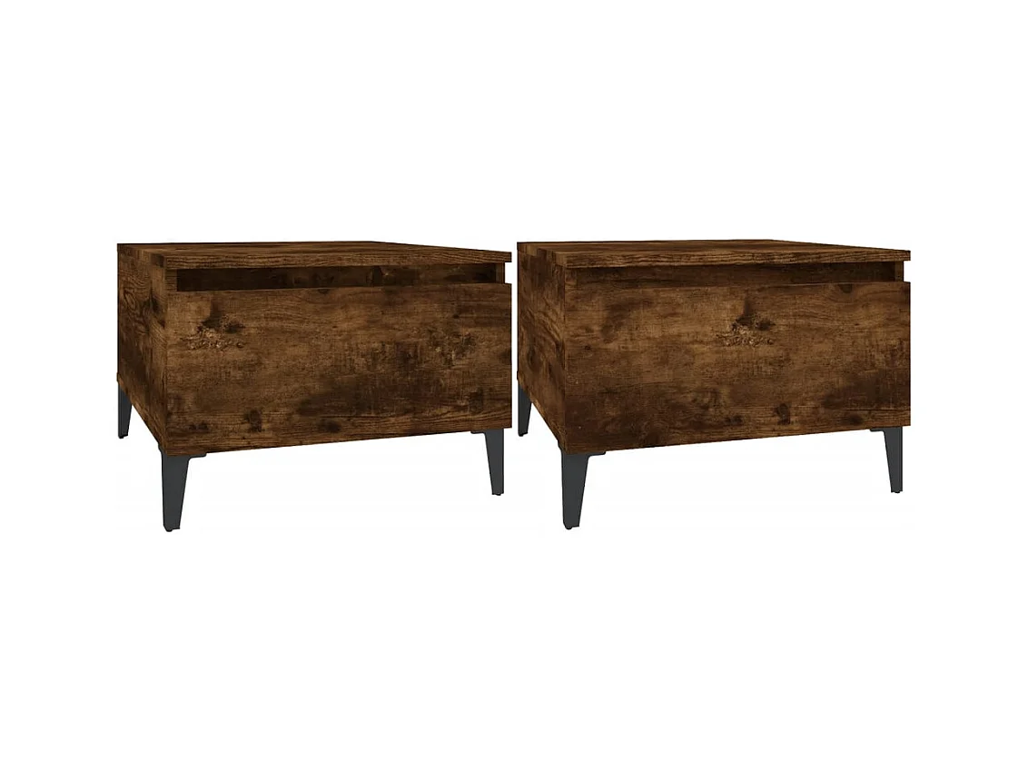 Tavolini laterali 2 pezzi Rovere affumicato 50x46x35 cm Legno ingegnerizzato