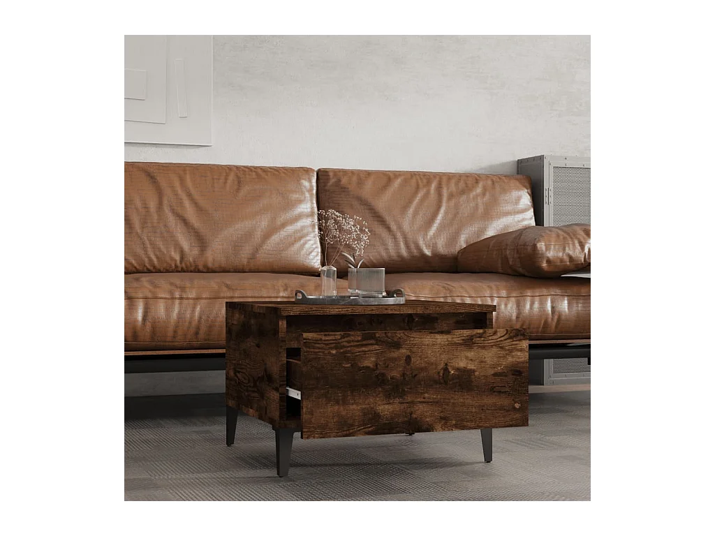 Tavolini laterali 2 pezzi Rovere affumicato 50x46x35 cm Legno ingegnerizzato