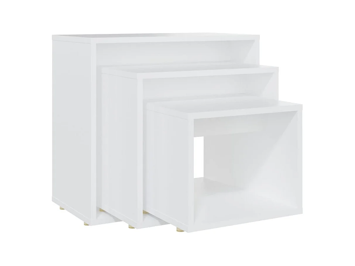 3-delige bijzettafels, witte spaanplaat