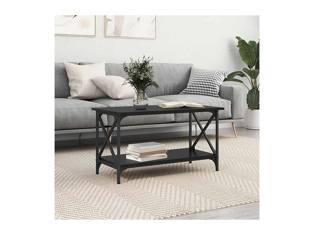 Table basse Chêne noir 80 x 45 x 45.5 cm Bois d'ingénierie