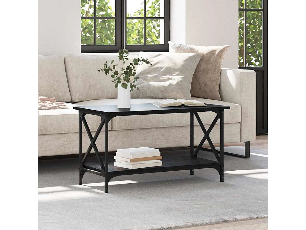 Mesa de centro Roble negro 80 x 45 x 45,5 cm Madera de ingeniería