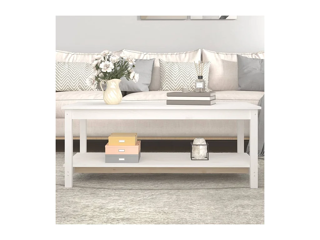 Table basse Blanc 110x55x45 cm Bois massif de pin