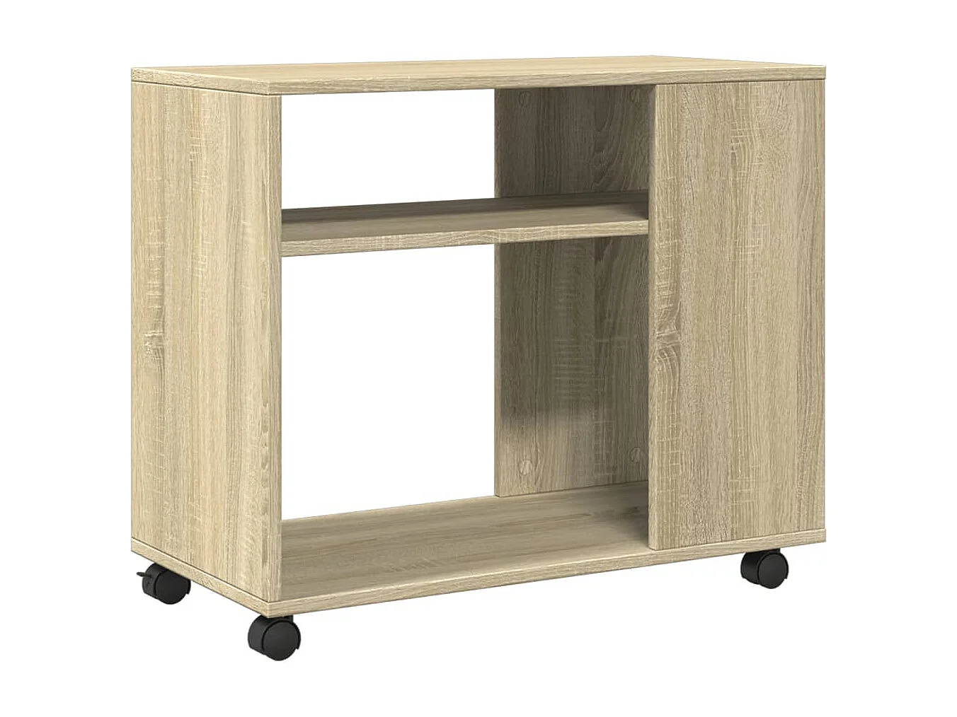 Mesa auxiliar de madera de ingeniería de roble Sonoma con ruedas