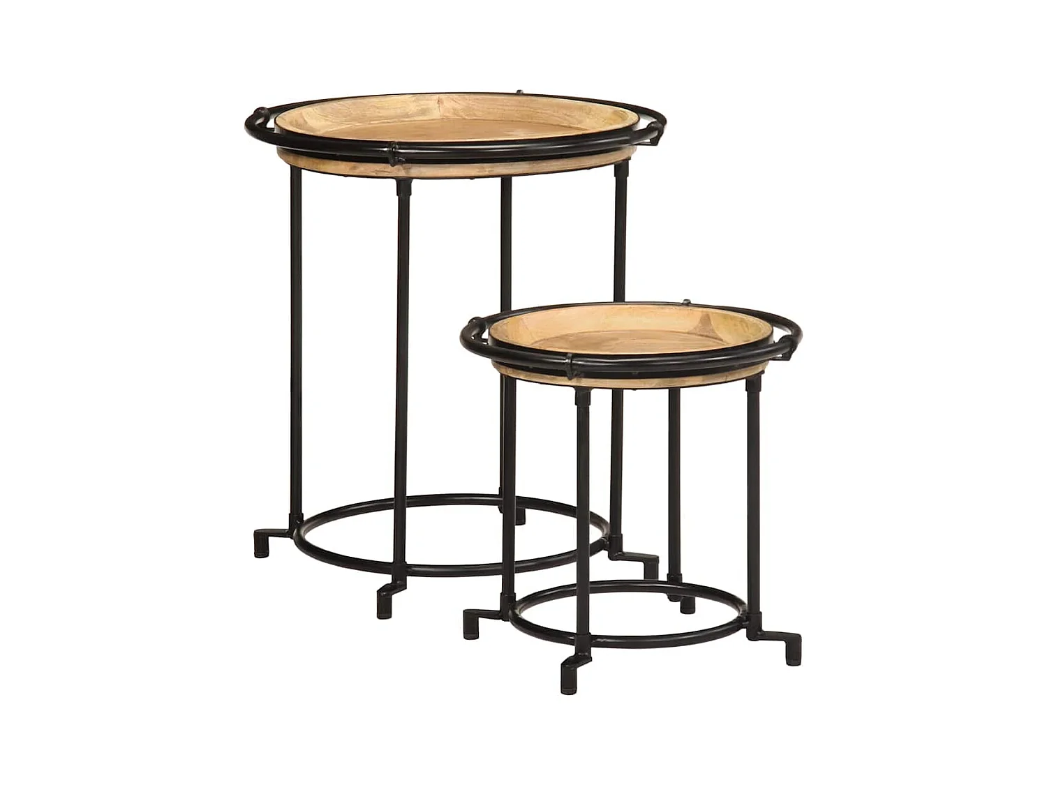 Set di tavolini laterali in legno massello di mango, 2 pezzi