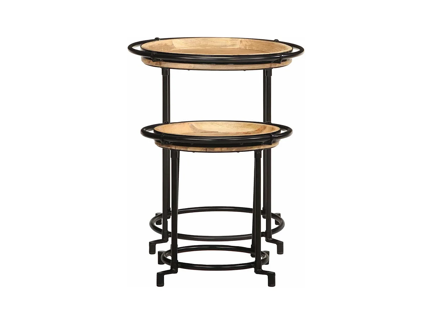 Set di tavolini laterali in legno massello di mango, 2 pezzi