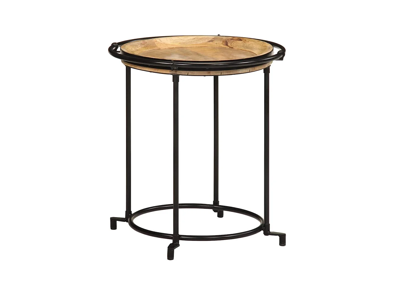 Set di tavolini laterali in legno massello di mango, 2 pezzi