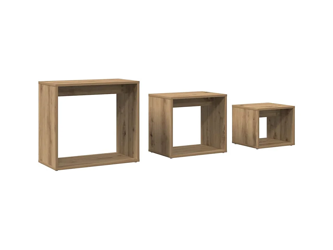 Bijzettafels 3 stuks handgemaakt eikenhout