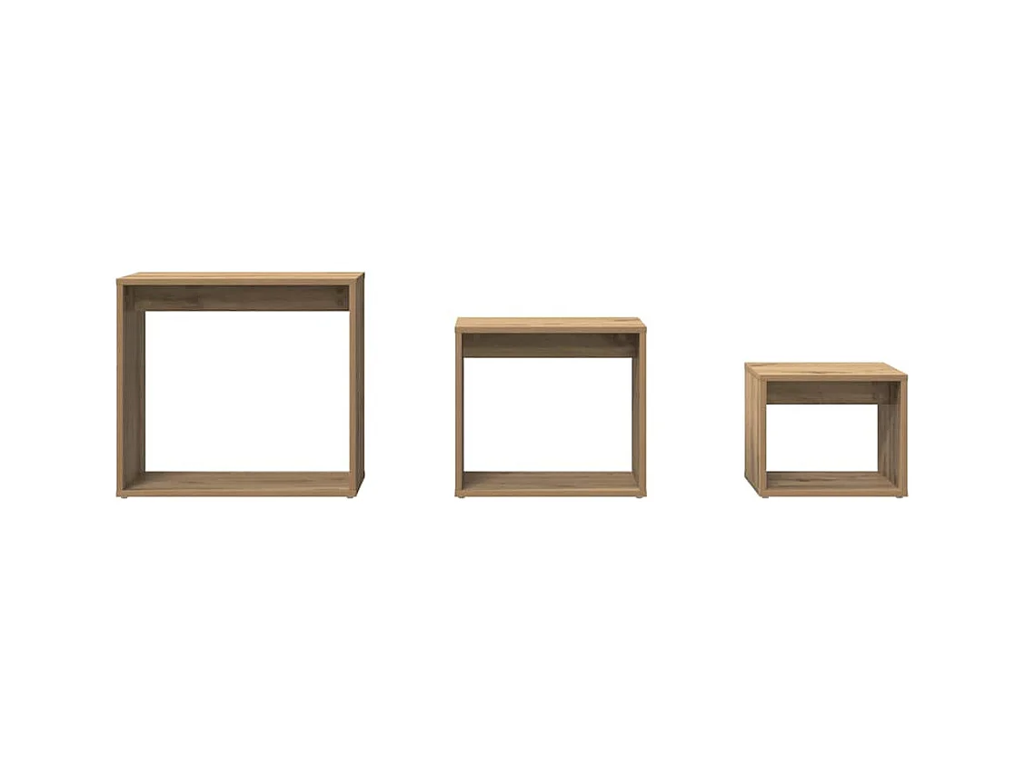 Bijzettafels 3 stuks handgemaakt eikenhout