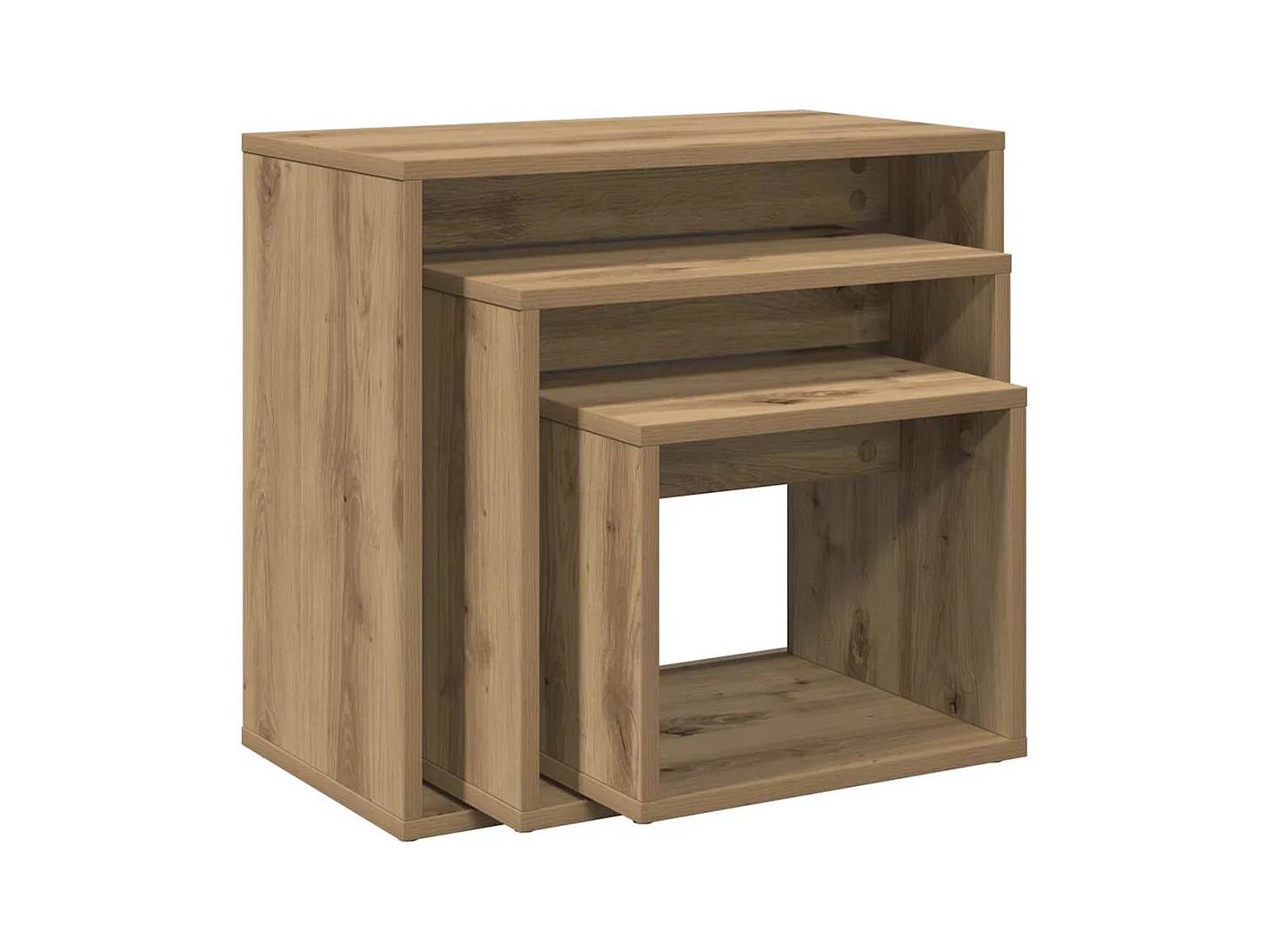 Bijzettafels 3 stuks handgemaakt eikenhout