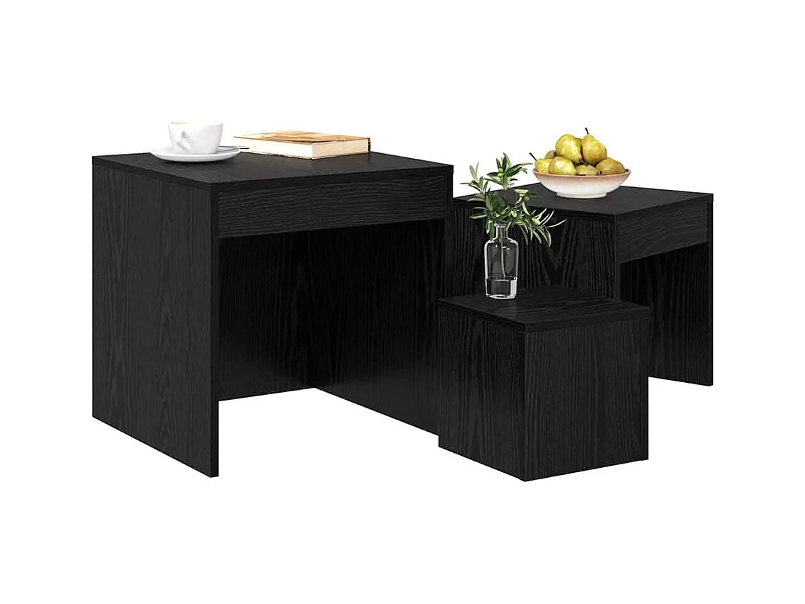 Tavolini da caffè 3 pezzi Rovere nero 45 x 45 x 45 cm