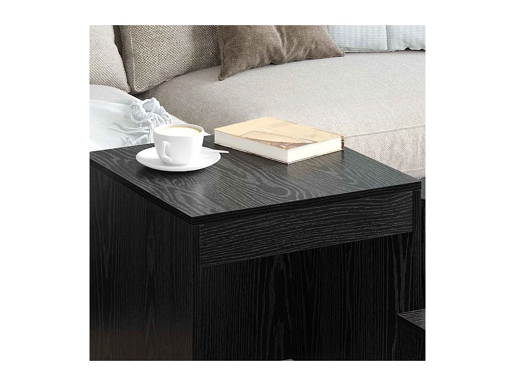Tavolini da caffè 3 pezzi Rovere nero 45 x 45 x 45 cm
