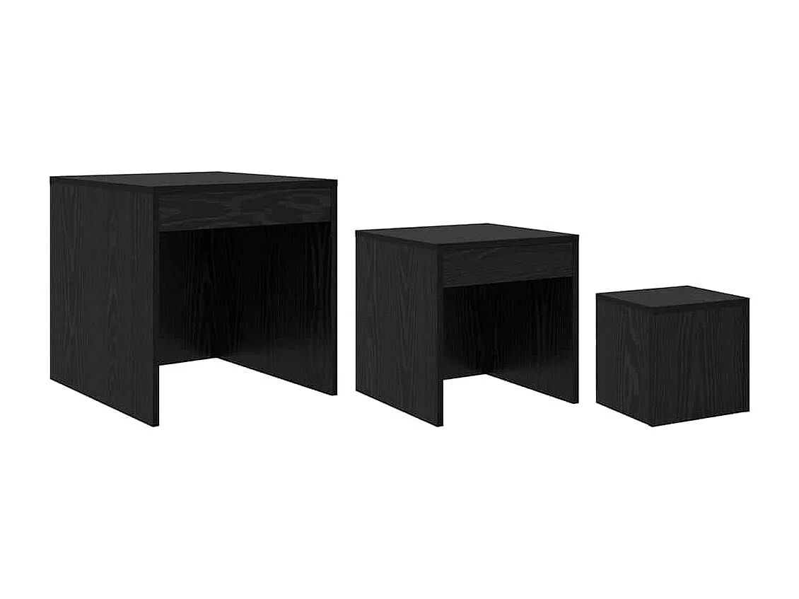 Tavolini da caffè 3 pezzi Rovere nero 45 x 45 x 45 cm