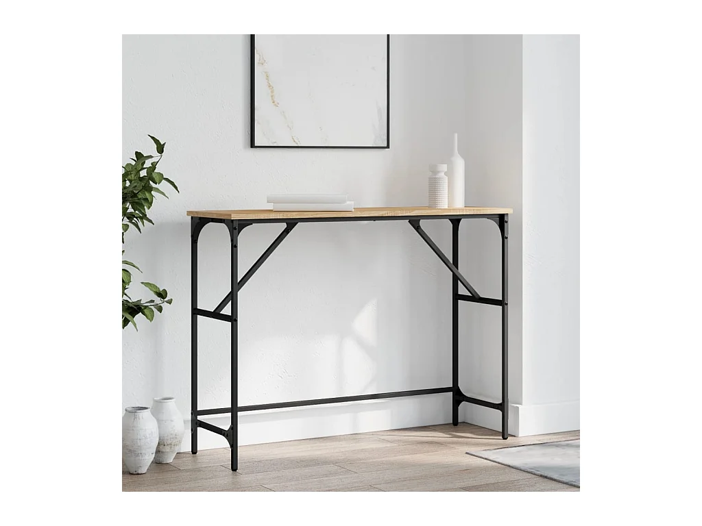 Table console chêne sonoma 100x32x75 cm bois d'ingénierie