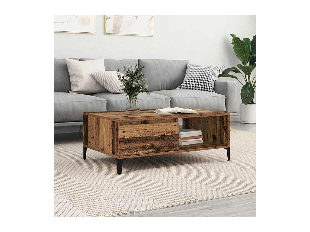 Table basse Bois ancien 90 x 60 x 35 cm Bois d'ingénierie