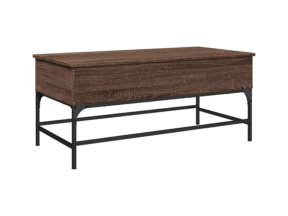 Table basse chêne marron 100x50x45cm bois d'ingénierie et métal