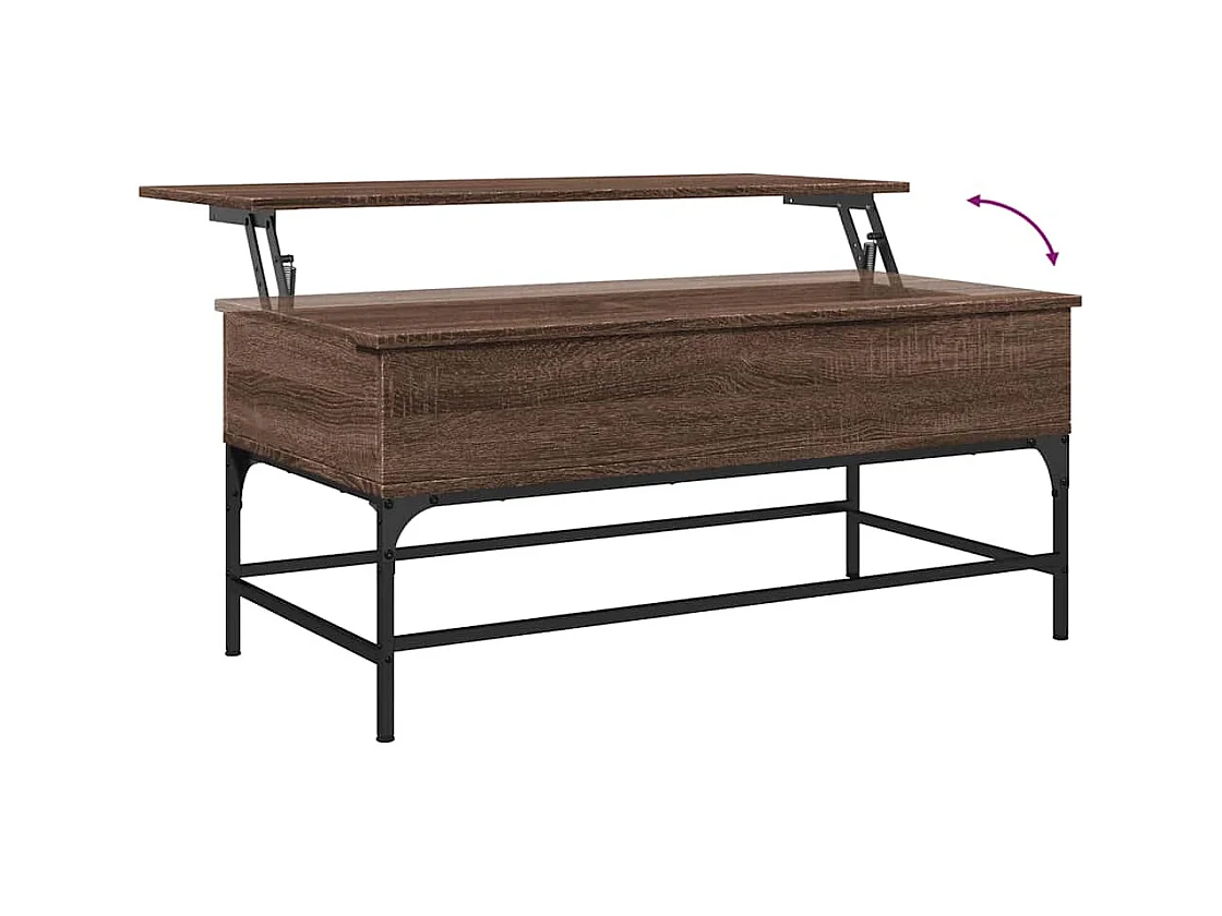 Table basse chêne marron 100x50x45cm bois d'ingénierie et métal