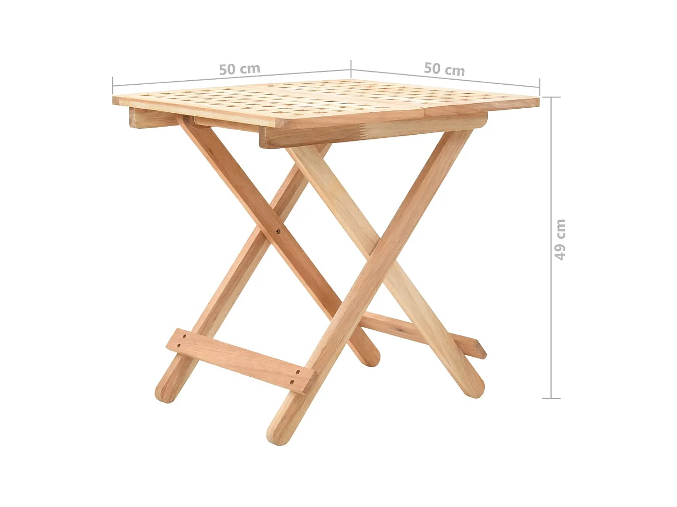 Mesa auxiliar plegable 50 x 50 x 49 cm Madera maciza de nogal