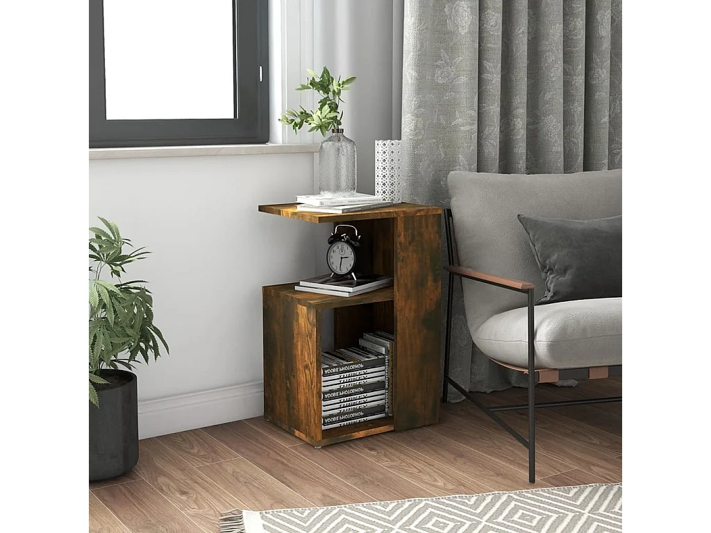 Tavolino laterale in rovere affumicato 36x30x56 cm in legno ingegnerizzato