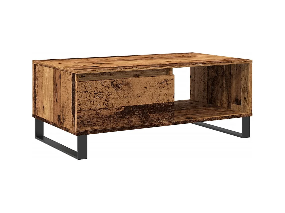 Table basse vieux bois 90x50x36,5 cm bois d'ingénierie