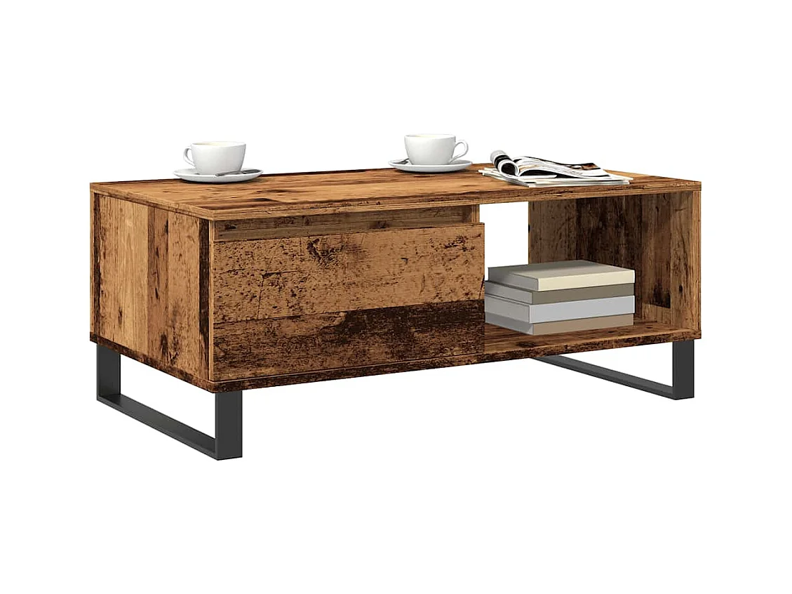 Table basse vieux bois 90x50x36,5 cm bois d'ingénierie