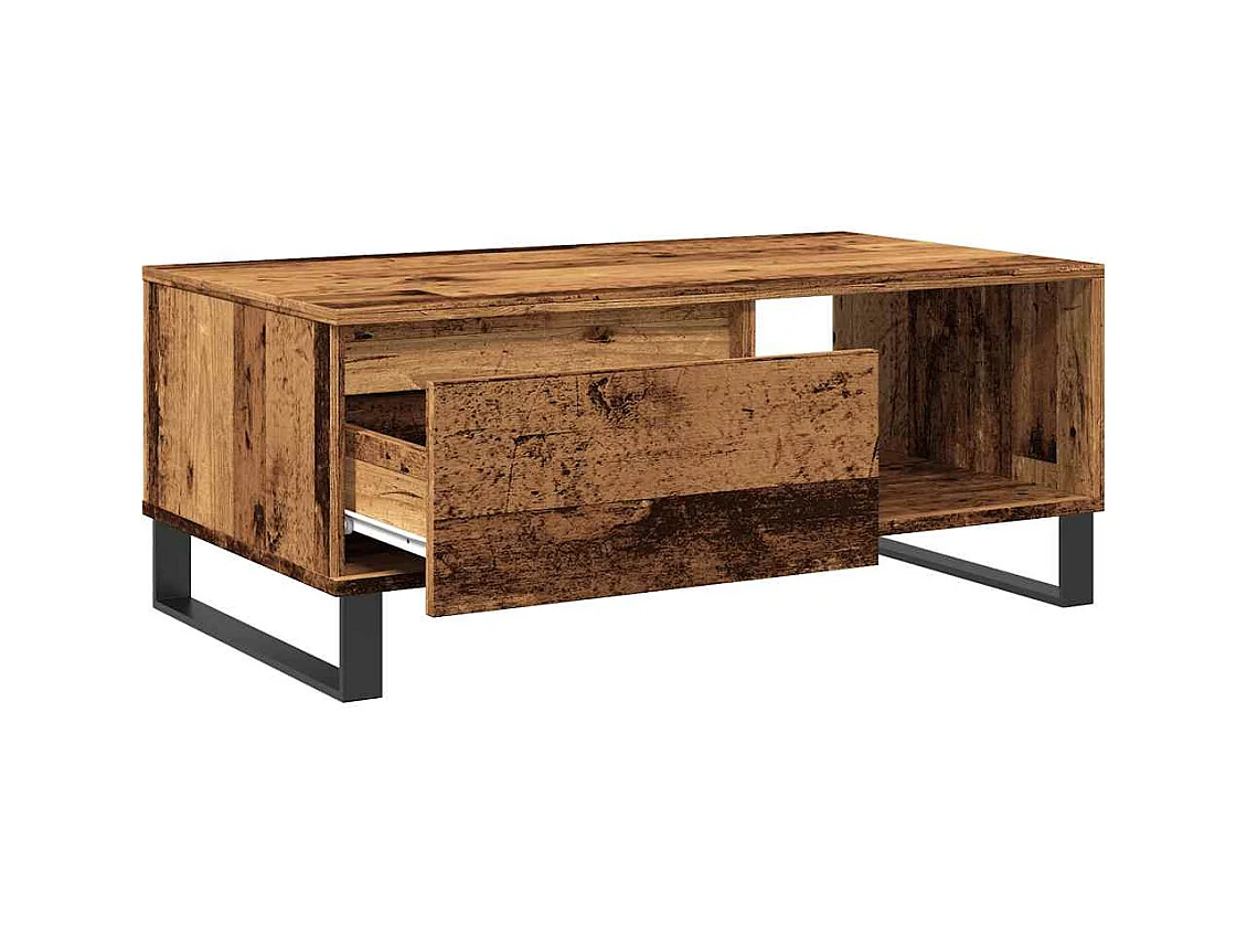 Table basse vieux bois 90x50x36,5 cm bois d'ingénierie