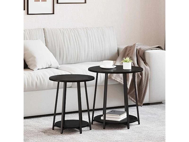 Ensemble de tables d'appoint 2 pcs Chêne noir 50 x 50 x 51 cm
