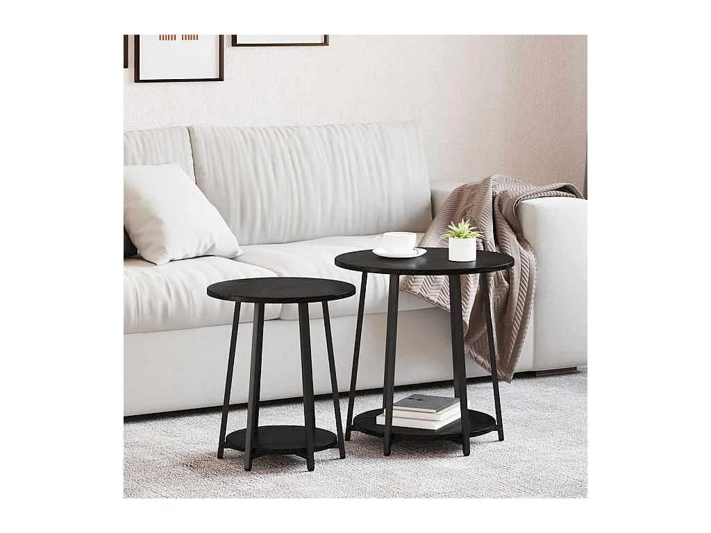 Ensemble de tables d'appoint 2 pcs Chêne noir 50 x 50 x 51 cm