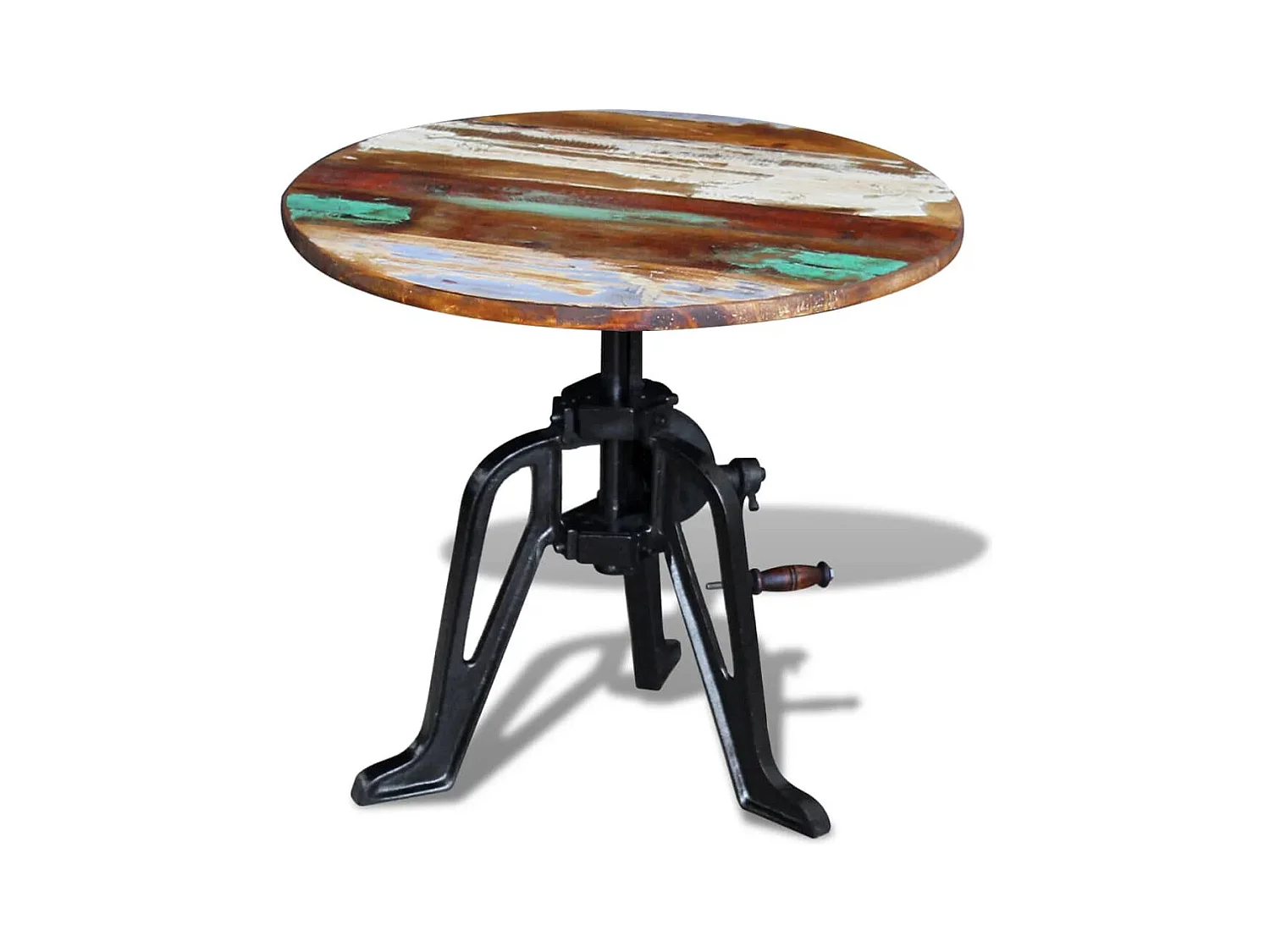 Bijzettafel Massief gerecycled hout Gietijzer 60x(42-63)cm