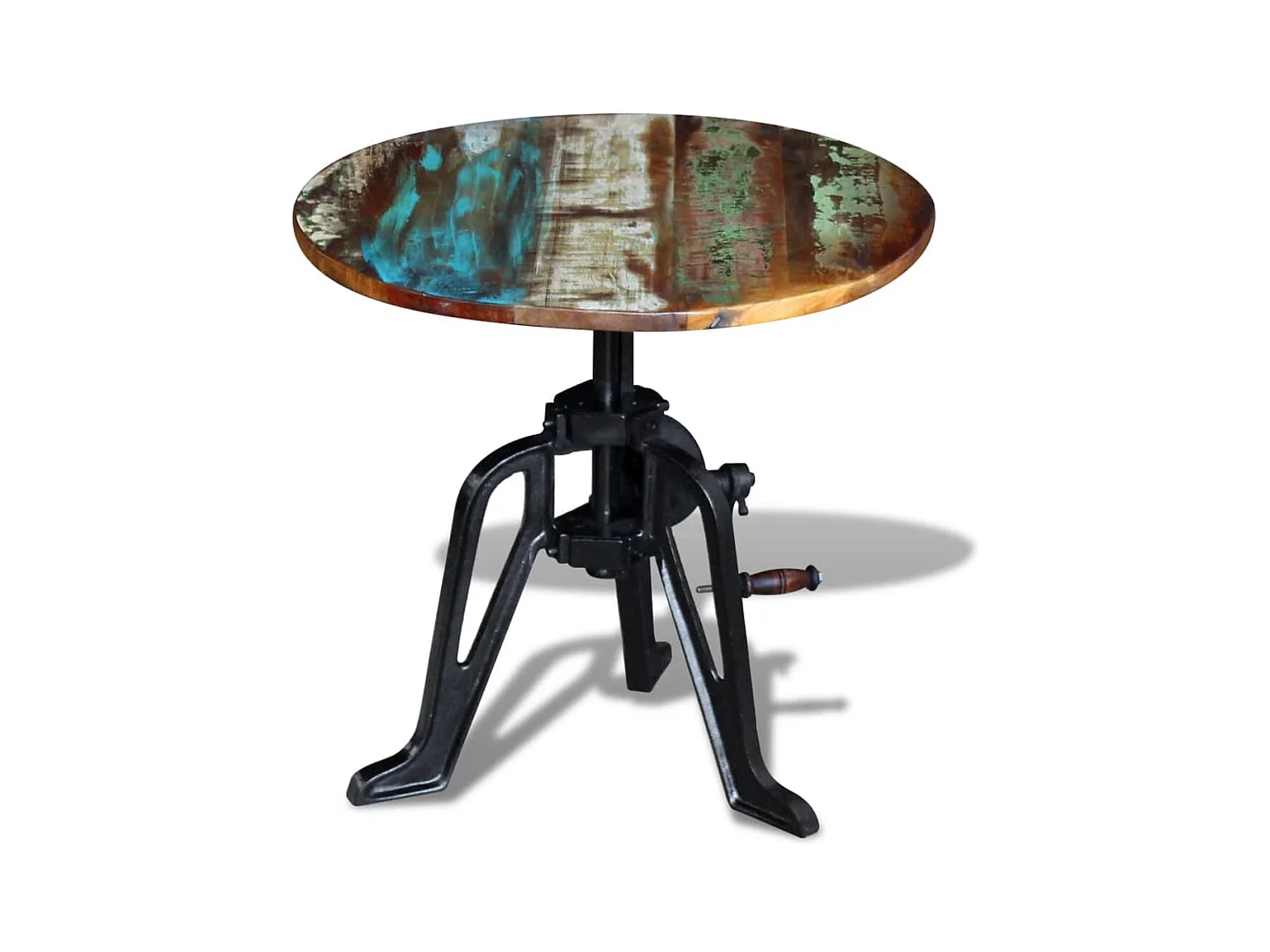 Bijzettafel Massief gerecycled hout Gietijzer 60x(42-63)cm